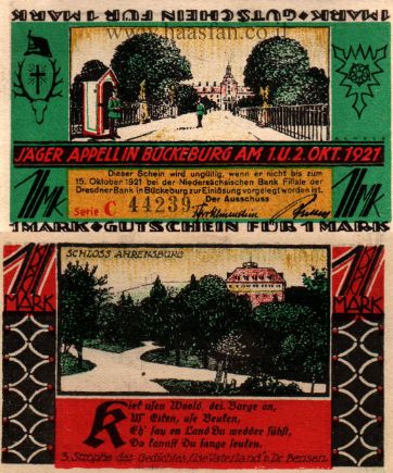 נוטגלד מבוקבורג - 1 מארק משנת 1921