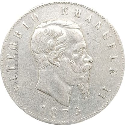 5 לירה 1875, איטליה - כסף 0.900 - 25 גרם