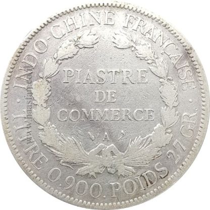 1 פיאסטר 1908 הודו-סין הצרפתית, כסף 0.900 - 27 גרם