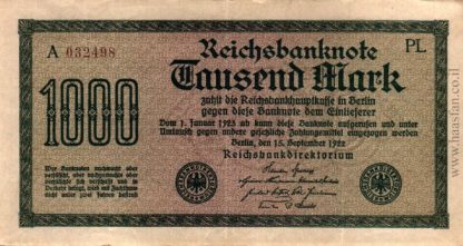 1000 מארק 1922, גרמניה (רפובליקת ויימאר) - XF