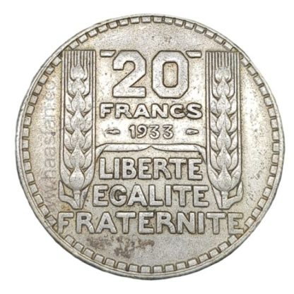 20 פראנק 1933, צרפת - כסף 0.680