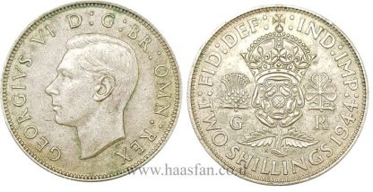 2 שילינג (פלורין) 1944 מכסף 0.500, אנגליה