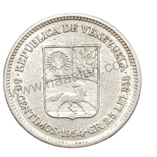 50 סנטימוס 1954, ונצואלה - כסף 0.835