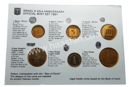 סדרת מיטבעה רשמית התשנ"א - מ"ג שנים למדינת ישראל (מטבעות בעובי כפול)
