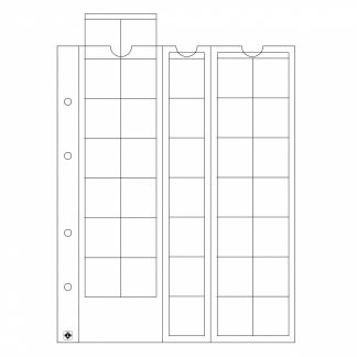 חבילה של 5 דפים איכותיים עבור מטבעות המתאימים לאלבומים מסדרת OPTIMA, ניתן לאחסן 35 מטבעות בקוטר עד 27 מ"מ