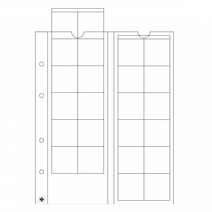 חבילה של 5 דפים איכותיים עבור מטבעות המתאימים לאלבומים מסדרת OPTIMA, ניתן לאחסן 24 מטבעות בקוטר עד 34 מ"מ