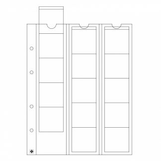 חבילה של 5 דפים איכותיים עבור מטבעות המתאימים לאלבומים מסדרת OPTIMA, ניתן לאחסן 15 מטבעות בקוטר עד 42 מ"מ