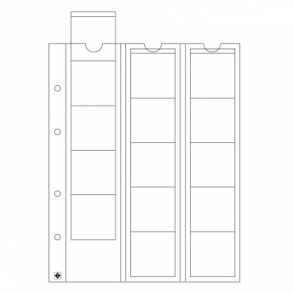 חבילה של 5 דפים איכותיים עבור מטבעות המתאימים לאלבומים מסדרת OPTIMA, ניתן לאחסן 15 מטבעות בקוטר עד 42 מ"מ