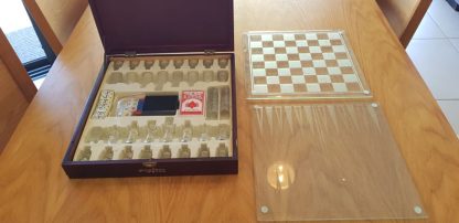 משחקי קופסא מהודר - זכוכית שחמט/שש בש, קלפים דומינו