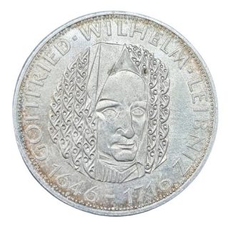 5 מארק 1966 מכסף 0.625, גרמניה - 250 שנה למותו של גוטפריד וילהלם לייבניץ