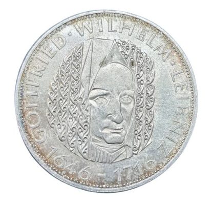 5 מארק 1966 מכסף 0.625, גרמניה - 250 שנה למותו של גוטפריד וילהלם לייבניץ