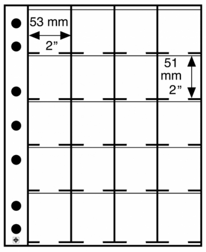 חבילה של 5 דפים איכותיים עבור מטבעות בתוך הולדרים המתאימים לאלבומים מסדרת Grande, ניתן לאחסן 20 מטבעות בכל דף