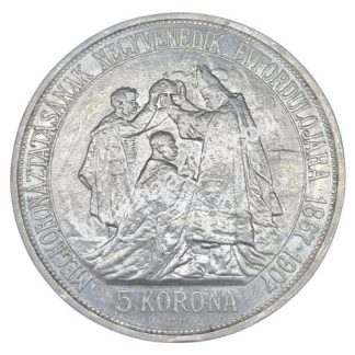5 קורונה 1907, אוסטריה-הונגריה - כסף 0.900, 40 שנה להכתרתו של פרנץ יוזף