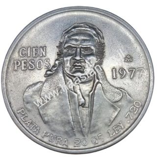 100 פסוס 1977 מקסיקו, כסף 0.720 - משחקים אולימפיים