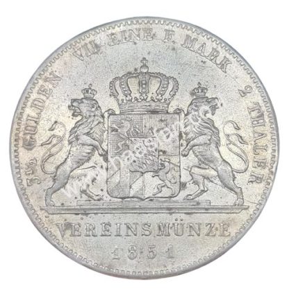 2 טאלר 1851 מכסף 0.900, 37.12 גרם, גרמניה (בוואריה)