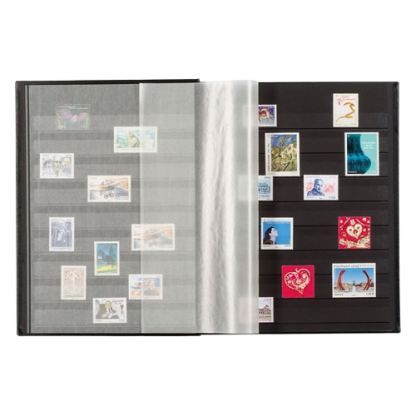 אלבום בולים עם כריכה דמוי עור מרופדת - 32 דפים/64 עמודים תוצרת Leuchtturm, גרמניה - צבע כחול