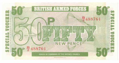 50 פאנס 1972 במצב UNC, אמצעי תשלום של כוחות הצבא הבריטי - סדרה השישית
