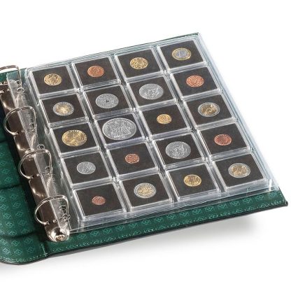 חבילה של 2 דפים איכותיים עבור מטבעות בתוך קפסולות מרובעות 50 על 50 מ"מ - מתאימים לאלבומים מסדרת Grande