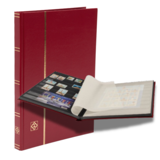 אלבום בולים "BASIC" עם כריכה קשיחה – 16 דפים (32 עמודים) תוצרת Leuchtturm, גרמניה – צבע אדום