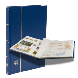 אלבום בולים "BASIC" עם כריכה קשיחה – 16 דפים (32 עמודים) תוצרת Leuchtturm, גרמניה - צבע כחול