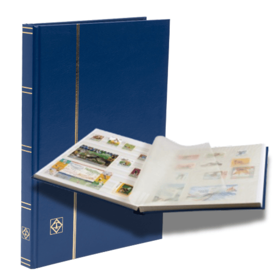 אלבום בולים "BASIC" עם כריכה קשיחה – 16 דפים (32 עמודים) תוצרת Leuchtturm, גרמניה - צבע כחול