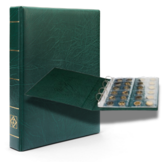 אלבום מטבעות מסדרת "OPTIMA EASY" - כריכת דמוי-עור מרופדת בעדינות עם הטבעה בצבע זהב